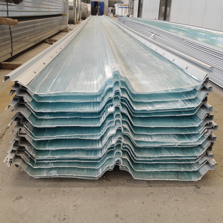 加金屬鋼邊鎖扣FRP透明采光瓦